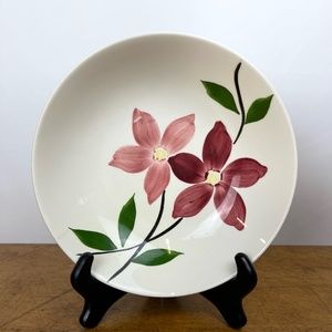 Vtg Stetson China Rio Hand Painted 9”Serving Vegetable Bowl Flowers Pink Red